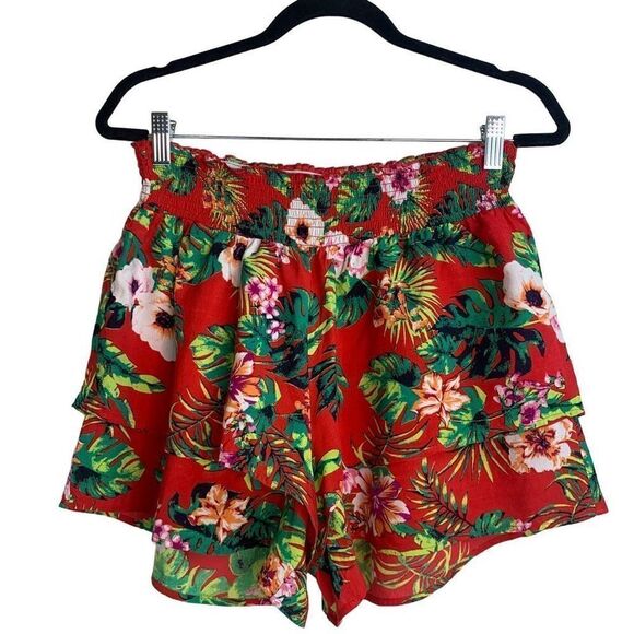 Urban Rebel Women's Colorful Tropical Floral Layered Tiered Shorts Size M NWOT - Picture 1 of 7